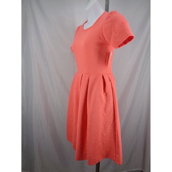 LuLaRoe Amelia Coral Dress Size Large Textured Geometric Triangle Diamond New - Picture 3 of 11